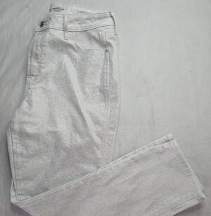 Old Navy High Rise Vintage Slim Jeans Metallic Silver Disco Holiday Party 10